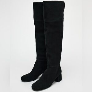 Zara leather HEELED SUEDE KNEE HIGH BOOTS - Black Elegant . Size 9/40